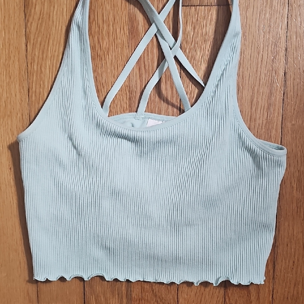 PINK Victoria's Secret Ribbed Tank Top - Soft Blue